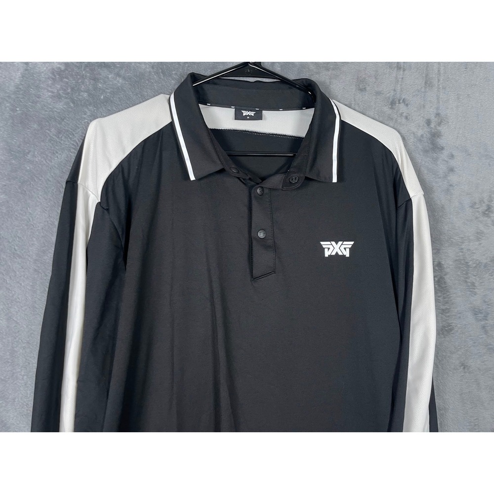 PXG Parsons Xtreme Golf Mens XL Long Sleeve Polo Shirt Black White